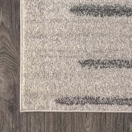 Vista 3 de JONATHAN Y Aya Berber - Alfombra de pasillo geométrica de rayas crema/gris, 2x8, contemporánea, moderna, fácil de limpiar, para sala de estar