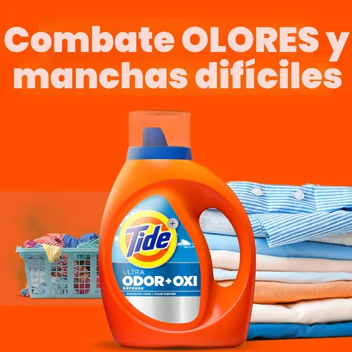 Vista 3 de Tide Ultra Odor Defense Plus Oxi - Detergente líquido para ropa, 132 onzas líquidas, 94 cargas, detergente líquido avanzado para la ropa que combate