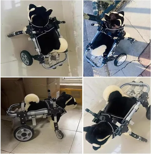 Vista 7 de Small Dog Wheelchair for Back Legs Lightweight Portable Wheelchair with Disabled Hind Legs Walking, Adjustable Doggy Wheelchair Cart with Wheels for