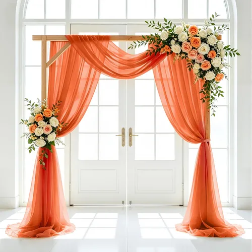 Vista 20 de FUHSY Tela de Drapeado Dorada para Arco de Boda 20 PIES 1 Panel Tela de Gasa Cortinas de Tela para Telón de Fondo de Arco de Boda Cortinas de Techo