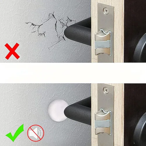 Vista 4 de Protector de pared para tope de puerta de 3.15 pulgadas, 4 piezas de amortiguadores de manija de puerta de silicona suave blanca, a prueba