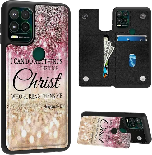 Vista 3 de FUYOCWE Funda para Motorola Moto G Stylus 5G 2023 con tarjetero, diseño de gato negro con diseño floral dorado de piel sintética con ranura