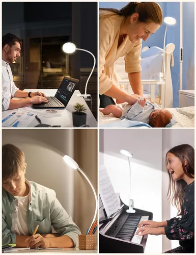 Vista 6 de LiFMIRA Lámpara de Cama con Clip de Luz 8W 66 LED Luz de Lectura para Cama, 5 Colores 10 Niveles de Brillo Regulable, Lámpara de Lectura de Metal