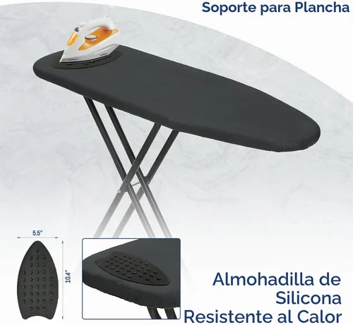 Vista 5 de Tabla de planchar de 43 x 13 pulgadas con soporte de hierro, tabla