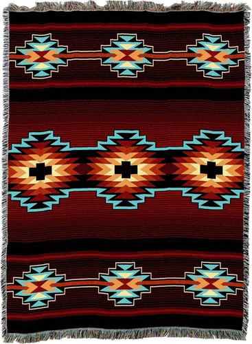Vista 2 de Pure Country Weavers Cobija Mesquite Earth Manta tejida con flecos de algodón EE. UU. 72x54