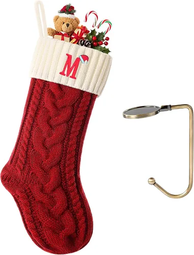 Vista 42 de Botas de Navidad personalizadas, iniciales personalizadas, 18 pulgadas, botas de Navidad tejidas con letras para colgar en la chimenea, botas