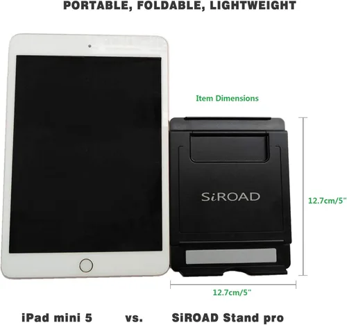 Vista 4 de Soporte plegable portátil y ajustable en ángulo para tableta, para escritorio, compatible con iPhone 15, 14, 13, 12, 11, iPad Pro Air Mini, Kindle