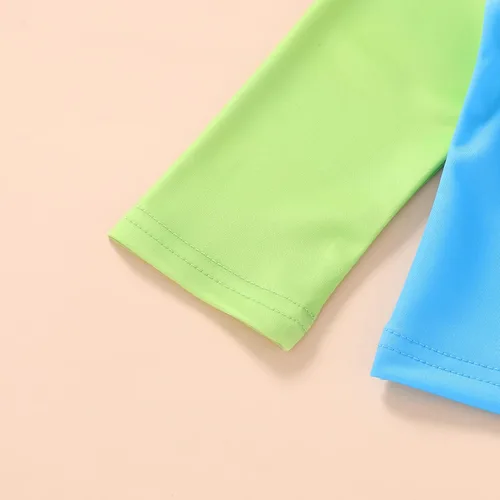 Vista 5 de Happy Town Trajes de baño para niños pequeños, conjuntos de camiseta de natación de manga larga, trajes de baño, trajes de baño de verano