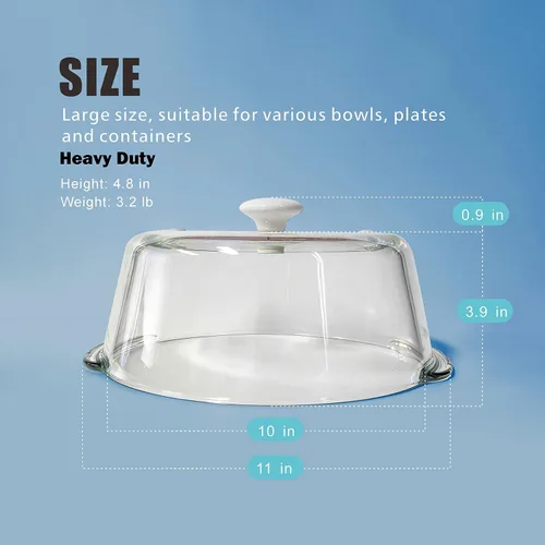 Vista 9 de Tapa para microondas de vidrio con protección contra salpicaduras para alimentos, tapa alta para microondas con perilla de cerámica blanca 100%