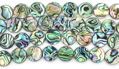 Vista 7 de 0.236 in Natural Abulón Shell Moneda Plana Cuentas Strand 16 Pulgadas Joyería Hacer Perlas