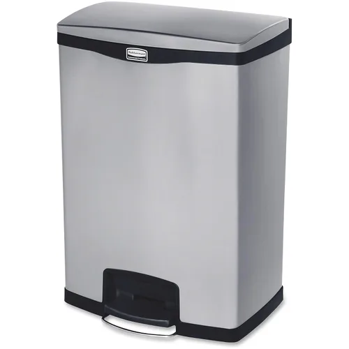 Vista 14 de Papelera acero inoxidable con pedal Rubbermaid Commercial Slim Jim, Negro (Black Trim), 1