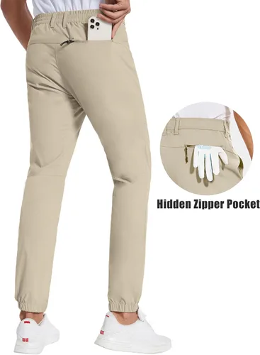 Vista 3 de PULI Pantalones deportivos de golf elásticos para hombre con 4 bolsillos, impermeables, ajustados, para senderismo, casual, viajes, trabajo
