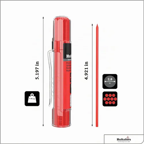 Vista 2 de Hultafors Tools 650150 Recambios de marcador seco HRD, resistente, multiusos, rojo, 10 puntas*