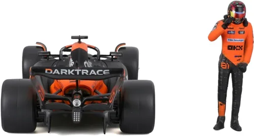Vista 4 de Bburago 1:24 2024 Carrera McLaren MCL38 con figura, Piastri #81