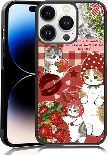 Vista 70 de Elegante funda de teléfono con diseño de gato Marie compatible con iPhone 11, funda de encaje dorado para iPhone, a prueba de golpes, rosa fucsia