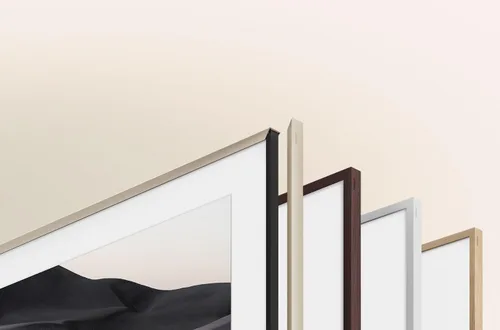 Vista 3 de Samsung The Frame TV Bisel personalizable de 32 pulgadas, magnético, instalación rápida y fácil, 2023, VG-SCFC32BWBZA, marrón moderno