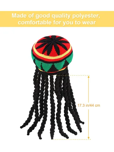 Vista 2 de SATINIOR Peluca de rasta con rastas negras, 1 pieza, talla 17.3