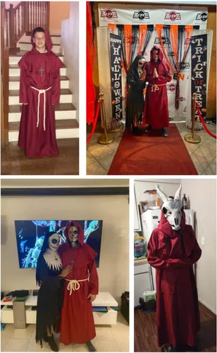 Vista 8 de Disfraz de monje medieval para Halloween, disfraz con capucha