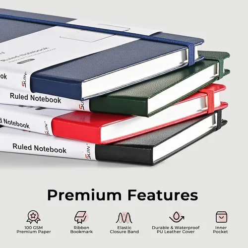 Vista 2 de SUIN Cuadernos rayados para el trabajo, la escuela y el diario, tapa dura, tamaño mediano A5 de 5.6 x 8 pulgadas, 160 páginas, papel grueso de 3.53
