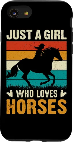 Vista 8 de iPhone 12 mini - Carcasa para iPhone 12, diseño retro con texto en inglés "Just A Girl Who Loves Horses