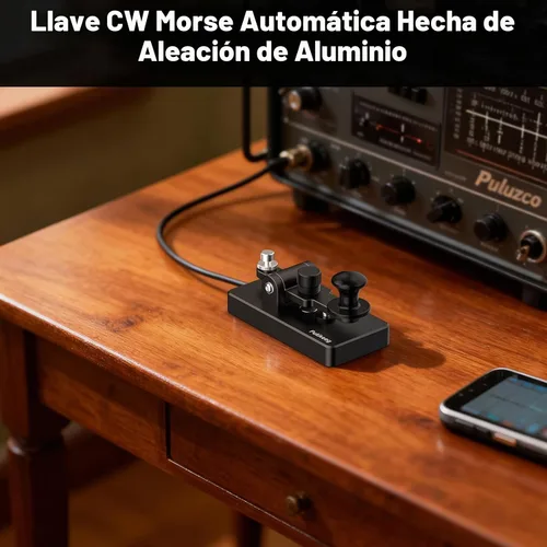 Vista 8 de Putikeeg Clásico Morse Mini Código Clave Morse Código Paleta Llave Aleación de Aluminio Mini-Key Morse CW Llave Portátil Morse Práctica Clave Negro