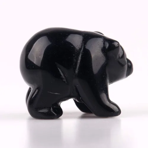 Vista 3 de Cuentas naturales semitalladas en piedra, estatua de obsidiana negra, curación de chakras, manualidades de reiki (obsidiana negra)