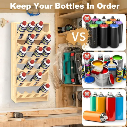 Vista 2 de Nisorpa Soporte para 24 latas de pintura en aerosol o lubricante, estante para latas de aerosol de 6 niveles, estante de almacenamiento de latas