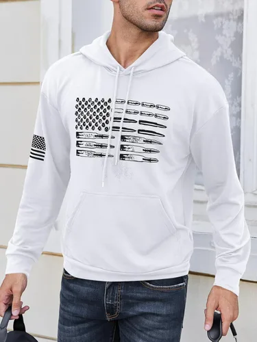 Vista 3 de Vdnerjg Sudaderas con capucha para hombre, de manga larga, con estampado de la bandera estadounidense, con cordón