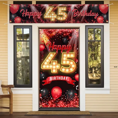 Vista 9 de Juego de carteles de feliz cumpleaños 10 para puerta, porche, decoraciones de cumpleaños de 10 años, suministros de fiesta para mujeres y hombres