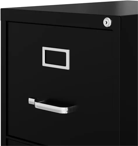 Vista 7 de CommClad Archivador vertical de 4 cajones, 25 pulgadas de profundidad, acero, acabado negro, carpetas colgantes de tamaño carta, diapositivas