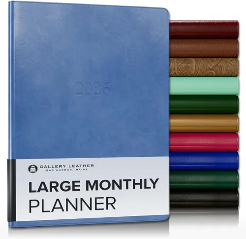 Vista 96 de Gallery Leather Agenda mensual grande 2026-2027 Acadia Navy Acadia Marina