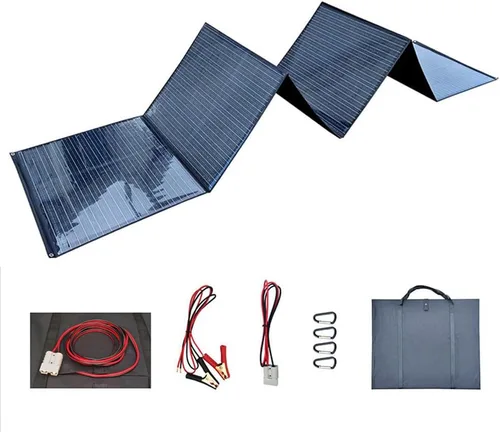 Vista 9 de Panel solar portátil plegable de 400 W, panel de silicona monocristalino, impermeable, con cable de alimentación, adecuado para familias de viajes