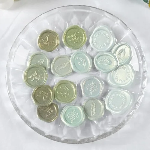 Vista 8 de Calcomanías de sello de cera para invitación de boda, sobres de recortes, sellos, calcomanías de cera autoadhesivas para despedida de soltera Dorado