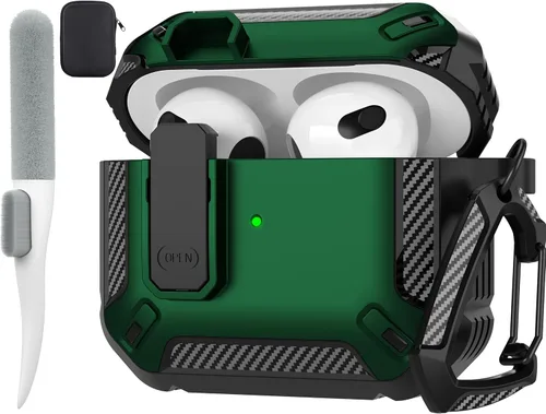 Vista 92 de Maxjoy Funda para AirPods Pro 3 2025, MagSafe compatible con bloqueo automático, funda protectora a prueba de golpes con soporte para teléfono