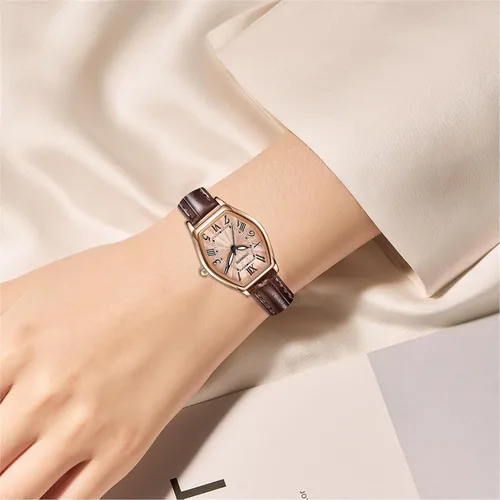 Vista 6 de Women's Leather Band Watch, Dainty Elegant Barrel-Shaped Women Watches Classic Vintage Retro Ladies Dress Wrist Watch, Gifts Present for Her