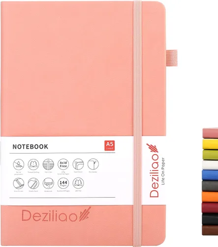 Vista 15 de Cuadernos forrados para diario, con lazo para bolígrafo. Cuadernos de tapa dura para trabajo, papel grueso de 100 Gsm con bolsillo