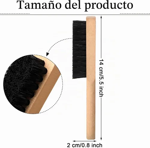 Vista 2 de 3 piezas de cepillo de manchas de lavandería cepillo de cerdas suaves muebles de terciopelo con mango de madera herramienta de manchas para limpieza