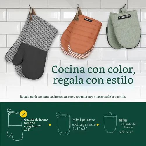 Vista 6 de Cuisinart Heritage - Guantes para horno de cocina, resistentes al calor Negro (Chevron)