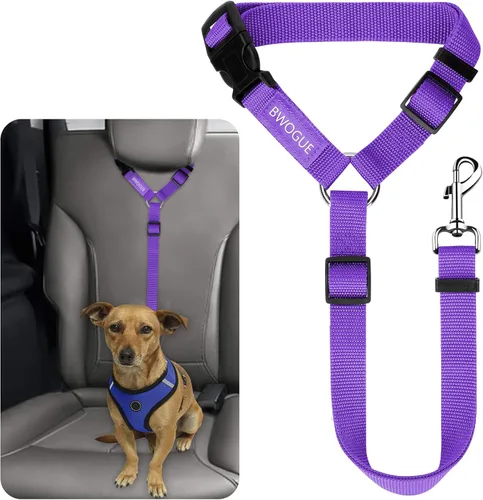 Vista 15 de BWOGUE Arnés de cinturón de seguridad para mascotas, cinturón de seguridad ajustable para reposacabezas de coche, arnés de cinturón de seguridad