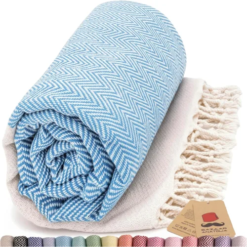 Vista 40 de Toalla de baño turca, 100% algodón, 71 x 39 pulgadas, beige arpa