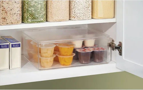 Vista 3 de mDesign - Caja de almacenamiento para alimentos con tapa, de plástico transparente, 4