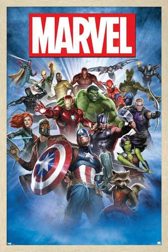 Vista 9 de Trends International Marvel Comics - Póster de pared de tiro grupal, 14.725 x 22.375 pulgadas, versión enmarcada de madera de granero