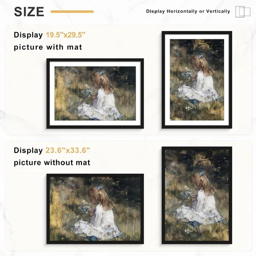 Vista 4 de Picrit Marco negro para póster de 24 x 34 pulgadas, paquete de 7 unidades, para fotos de 20 x 30 pulgadas con paspartú o de 24 x 34 pulgadas sin