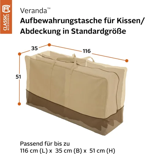 Vista 2 de Classic Accessories Veranda - Bolsa de almacenamiento resistente al agua de 45.5 pulgadas para cojines y fundas de patio, fundas para muebles