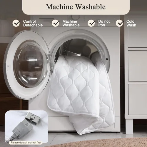 Vista 10 de Beautyrest - Funda calefactable para colchón de mezcla de algodón con tecnología de confort seguro - Funda eléctrica acolchada de lujo con bolsillo