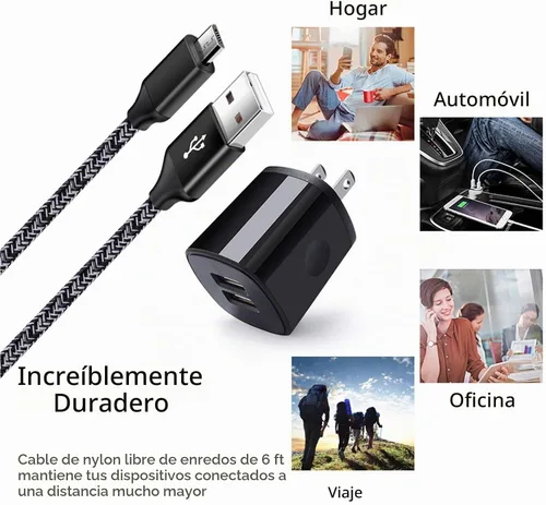 Vista 7 de Cargador Android para Samsung Galaxy J7 Prime/Crown/Star/Sky Pro/Perx, J3 Negro