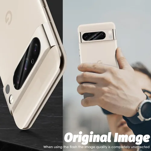 Vista 4 de Orzero Paquete de 3 protectores de lente de cámara compatible con Google Pixel 8 Pro de 6.7 pulgadas, protector de vidrio de cámara de alta
