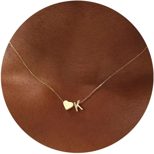 Vista 28 de Turandoss Mothers Day Gifts for Mom Wife - Dainty 18K Gold Plated Heart Initial A-Z Pendant Necklace Trendy Jewelry Heart Necklaces Birthday Mothers