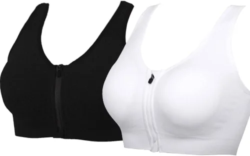 Vista 19 de Medium Support and Removable Pad Tank Top Racerback Post Surgery Sports Bras for Women Albaricoque/Negro/Gris