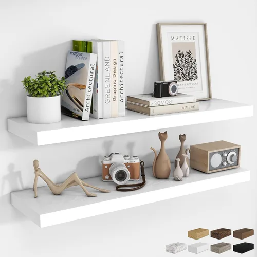 Vista 88 de RICHFOCUS Estantes flotantes de 8 pulgadas para estantes cuadrados de pared para dormitorio, cocina, baño, estante flotante de madera rústica